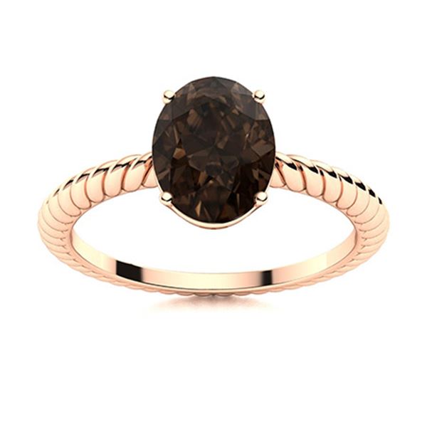 Natural 3.09 CTW Smoky Quartz Solitaire Ring 14K Rose Gold