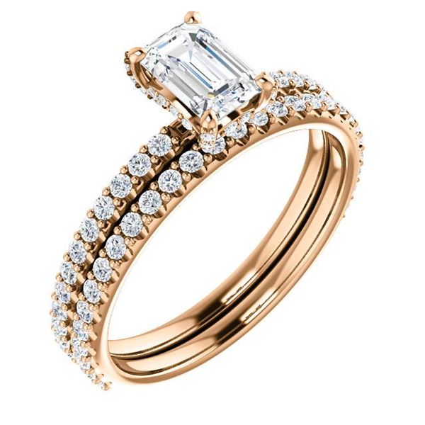 Natural 1.72 CTW Halo Emerald Cut Diamond Ring 14KT Rose Gold