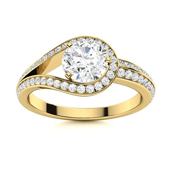 Natural 1.11 CTW Diamond Solitaire Ring 14K Yellow Gold