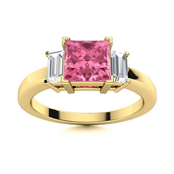 Natural 0.92 CTW Tourmaline & Diamond Engagement Ring 18K Yellow Gold