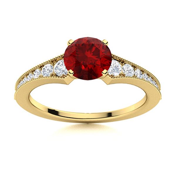 Natural 1.66 CTW Garnet & Diamond Engagement Ring 18K Yellow Gold