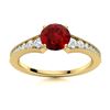 Image 1 : Natural 1.66 CTW Garnet & Diamond Engagement Ring 18K Yellow Gold
