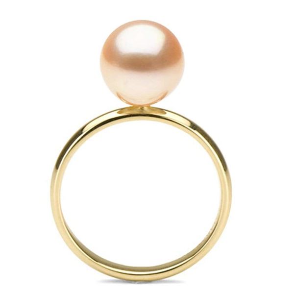 Pink Freshwater Pearl Solitaire Ring, 9.5-10.0mm, 14K Gold