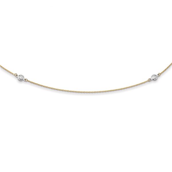 14k Gold Two-tone Polished & Textured Circles Necklace