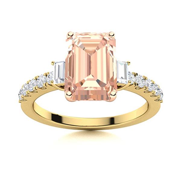 Natural 2.34 CTW Morganite & Diamond  Engagement Ring 14K Yellow Gold