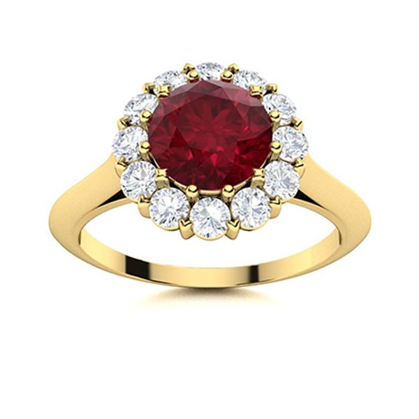 Natural 1.73 CTW Ruby & Diamond Engagement Ring 14K Yellow Gold