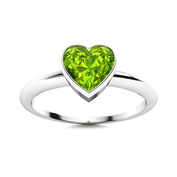 Natural 0.51 CTW Peridot Solitaire Ring 18K White Gold