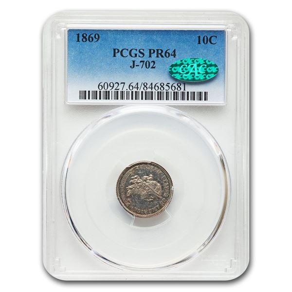 1869 Standard Silver Dime Pattern PR-64 PCGS CAC (J-702)
