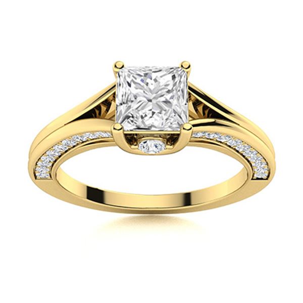 Natural 1.61 CTW Diamond Solitaire Ring 14K Yellow Gold
