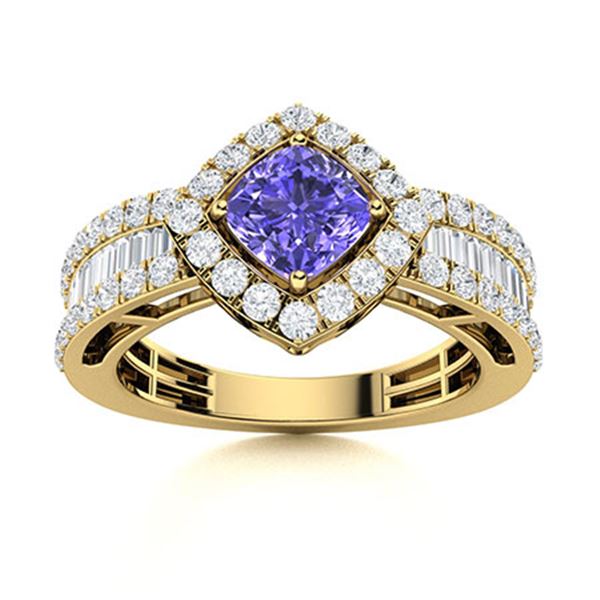 Natural 2.11 CTW Tanzanite & Diamond Engagement Ring 14K Yellow Gold