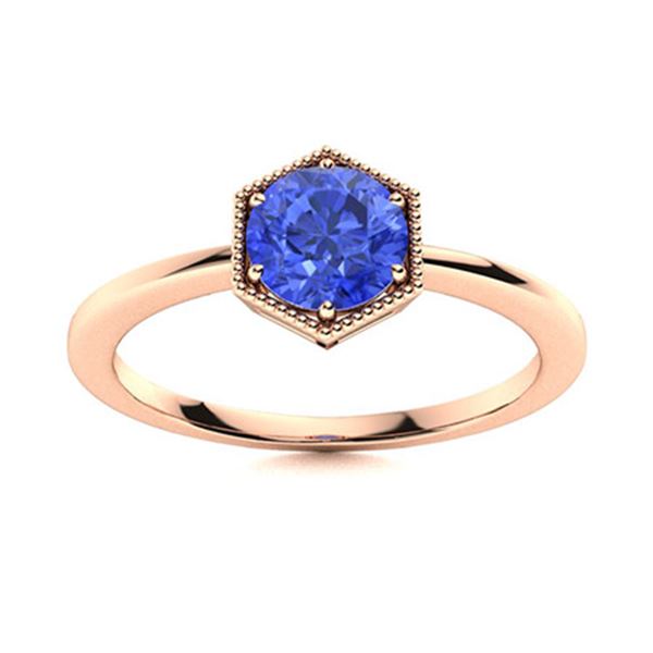 Natural 0.52 CTW Ceylon Sapphire Solitaire Ring 18K Rose Gold