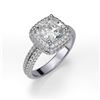 Image 3 : Natural 4.12 CTW Square Cushion Cut Micro Pave Halo Diamond Ring 18KT White Gold