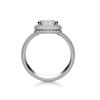Image 4 : Natural 4.12 CTW Square Cushion Cut Micro Pave Halo Diamond Ring 18KT White Gold