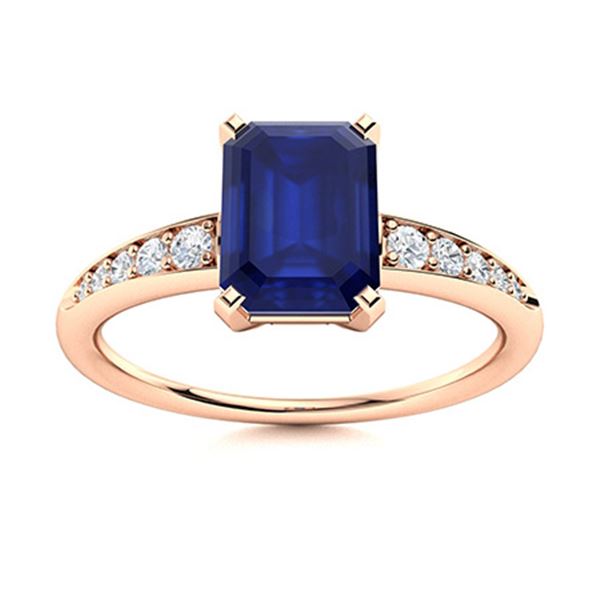 Natural 2.35 CTW Sapphire & Diamond Engagement Ring 18K Rose Gold
