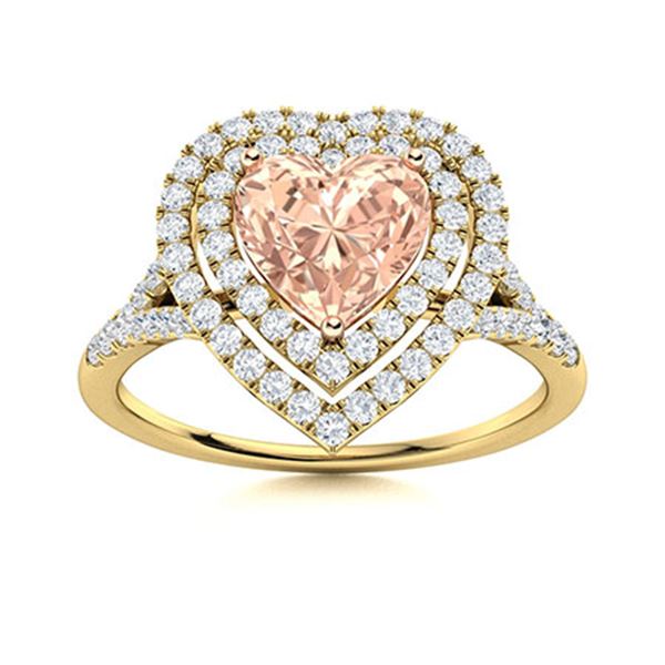 Natural 1.09 CTW Morganite & Diamond Engagement Ring 14K Yellow Gold