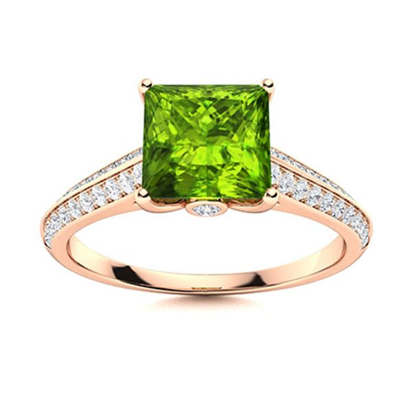 Natural 0.72 CTW Peridot & Diamond Engagement Ring 14K Rose Gold