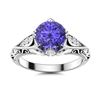 Image 1 : Natural 1.18 CTW Tanzanite & Diamond Engagement Ring 18K White Gold