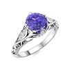 Image 2 : Natural 1.18 CTW Tanzanite & Diamond Engagement Ring 18K White Gold
