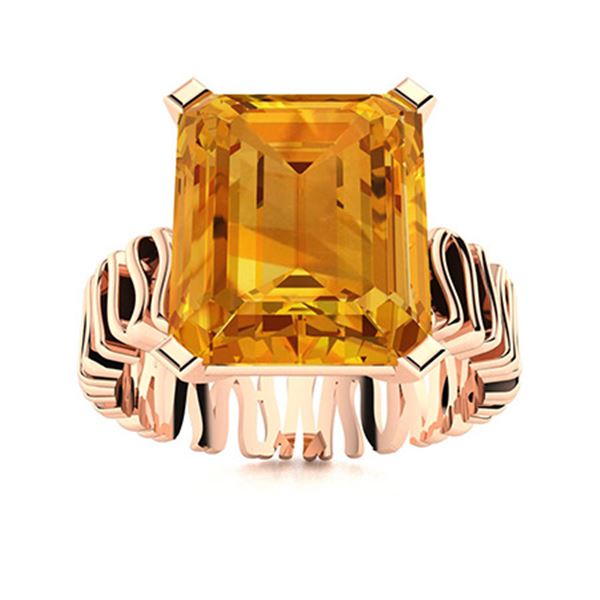 Natural 3.72 CTW Citrine Solitaire Ring 18K Rose Gold