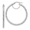 Image 1 : 10k White Gold Twisted Round Omega Back Hoop Earrings - 3x35 mm