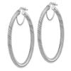 Image 2 : 10k White Gold Twisted Round Omega Back Hoop Earrings - 3x35 mm
