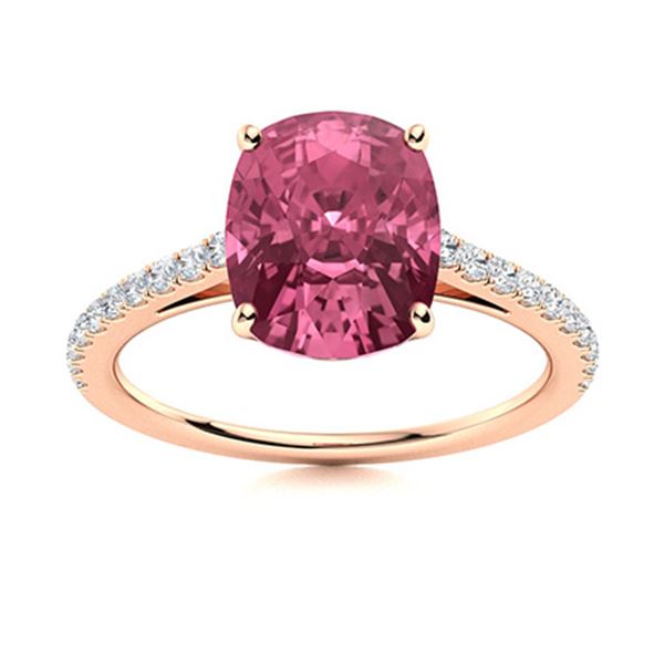 Natural 2.35 CTW Tourmaline & Diamond Engagement Ring 14K Rose Gold