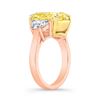 Image 1 : Natural 8.02 CTW Canary Light Yellow Cushion Cut & Half Moons Diamond Ring 14KT Two-tone