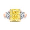 Image 4 : Natural 8.02 CTW Canary Light Yellow Cushion Cut & Half Moons Diamond Ring 14KT Two-tone