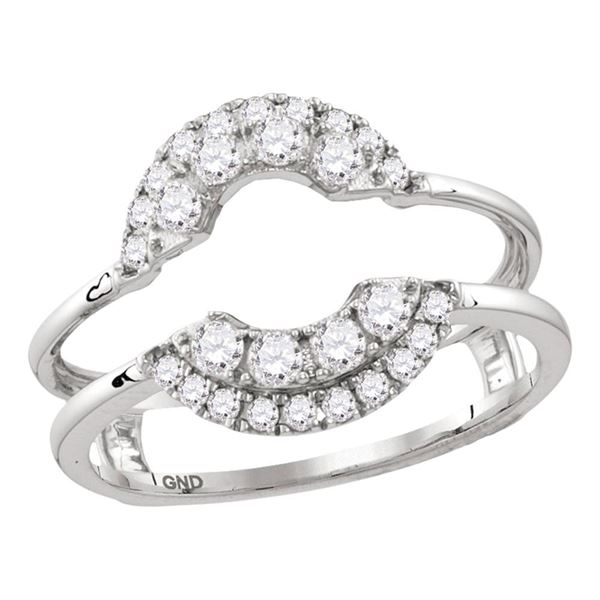 14kt White Gold Womens Round Diamond Solitaire Enhancer Wedding Band 1/2 Cttw