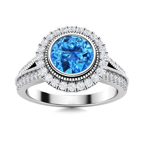Natural 1.79 CTW Topaz & Diamond Engagement Ring 18K White Gold