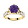 Image 1 : Natural 2.24 CTW Amethyst & Diamond Engagement Ring 18K Yellow Gold