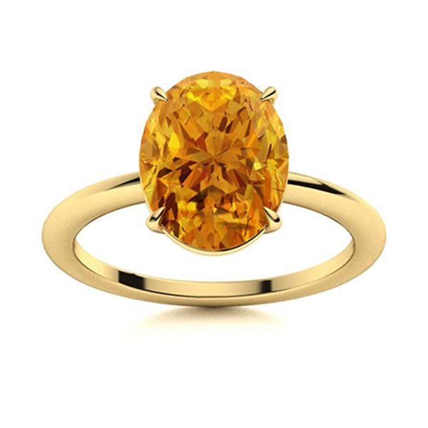 Natural 3.98 CTW Citrine Solitaire Ring 18K Yellow Gold