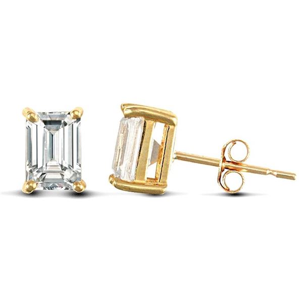 Natural 0.52 CTW Emerald Cut Diamond Stud Earrings 14KT Yellow Gold