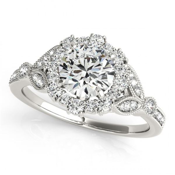 Natural 1.5 ctw Diamond Solitaire Halo Ring 14k White Gold