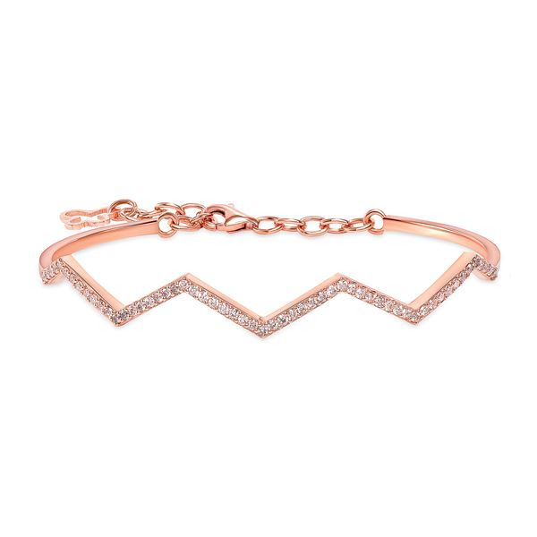 Natural 0.52 CTW Zig Zag Stackable Diamond Cuff Bangle 18KT Rose Gold