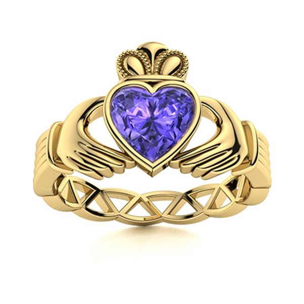 Natural 0.53 CTW Tanzanite Solitaire Ring 14K Yellow Gold