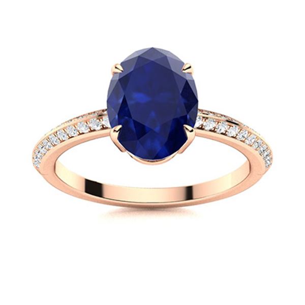 Natural 1.62 CTW Sapphire & Diamond Engagement Ring 18K Rose Gold
