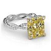 Image 1 : Natural 5.22 CTW Canary Cushion Cut Diamond Eternity Twist Shank Ring 14KT Two-tone
