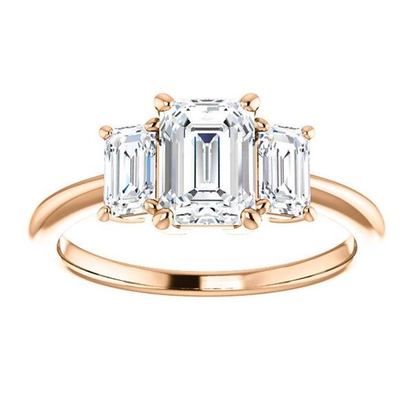Natural 2.82 CTW 3-Stone Emerald Cut Diamond Engagement Ring 18KT Rose Gold