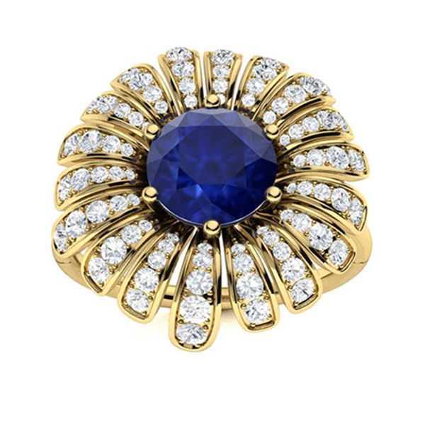 Natural 1.97 CTW Sapphire & Diamond Engagement Ring 18K Yellow Gold