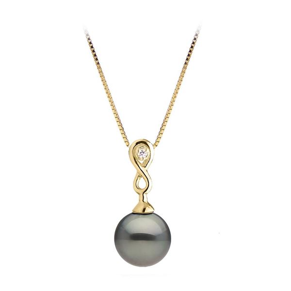Tahitian Round Pearl and Diamond Infinity Pendant