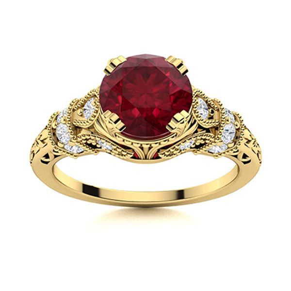 Natural 1.37 CTW Ruby & Diamond Engagement Ring 18K Yellow Gold