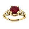 Image 1 : Natural 1.37 CTW Ruby & Diamond Engagement Ring 18K Yellow Gold