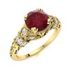 Image 2 : Natural 1.37 CTW Ruby & Diamond Engagement Ring 18K Yellow Gold