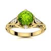 Image 1 : Natural 0.84 CTW Peridot & Diamond Engagement Ring 18K Yellow Gold