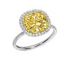 Image 1 : Natural 4.12 CTW Halo Canary Yellow Cushion Cut Diamond Ring 18KT Two-tone