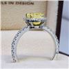 Image 4 : Natural 4.12 CTW Halo Canary Yellow Cushion Cut Diamond Ring 18KT Two-tone