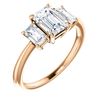 Image 1 : Natural 1.82 CTW Emerald Cut 3-Stone Diamond Engagement Ring 14KT Rose Gold