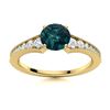 Image 1 : Natural 1.26 CTW Blue & White Diamond Engagement Ring 18K Yellow Gold