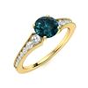 Image 2 : Natural 1.26 CTW Blue & White Diamond Engagement Ring 18K Yellow Gold